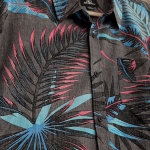 O'Neill Black and Blue Tropical Button Down Shirt EUC Size L